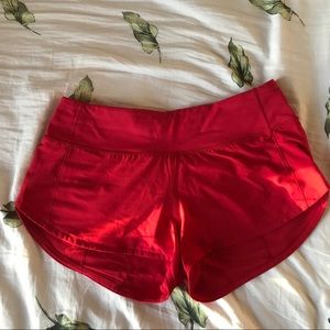 Red Lululemon Speed Shorts